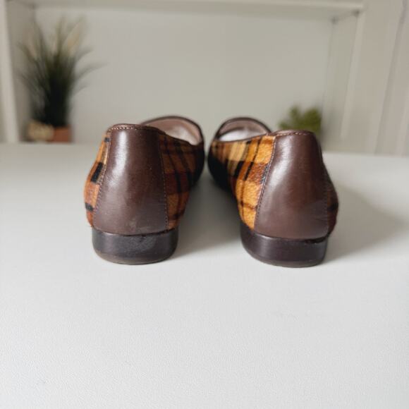 Antonio Melani Brown Tan Leather and Calf Hair Plaid Larrah Flats Size 8-8.5 - Picture 6 of 8